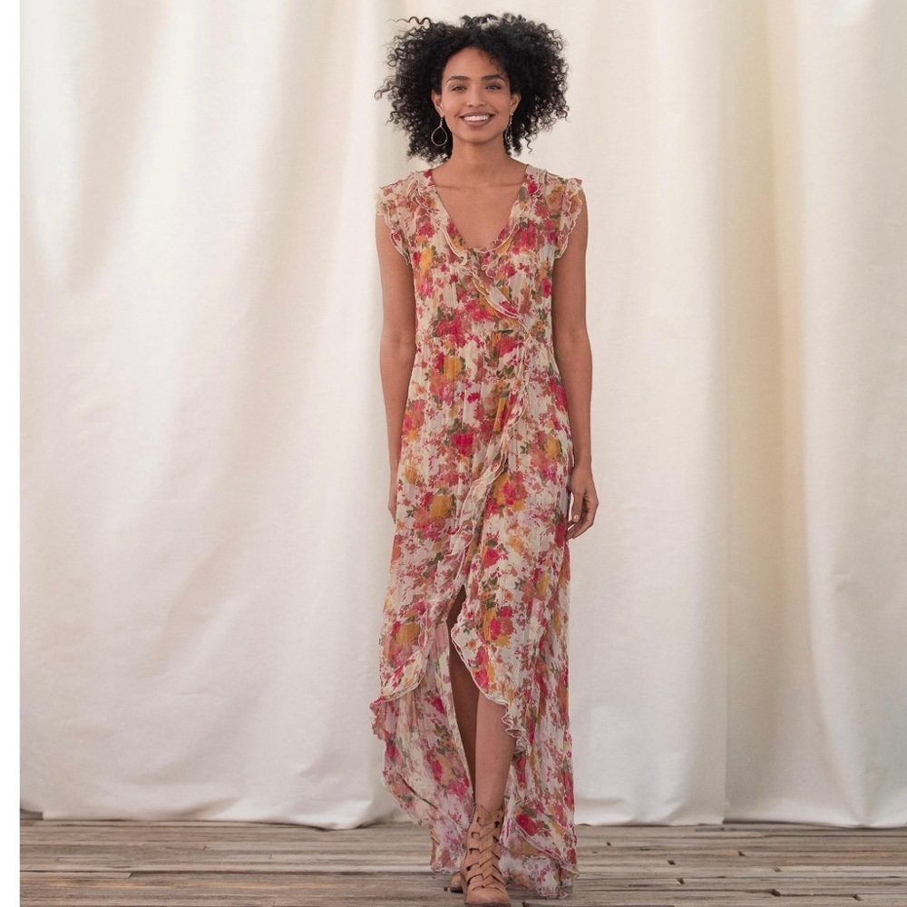 Sundance Peony Spirit Red floral midi dress